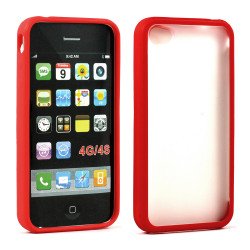 iPhone 4 4S Gummy Hybrid Case (Red - Clear)